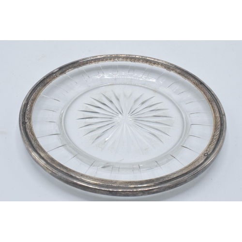 138 - French silver and glass dish, 14cm diameter.