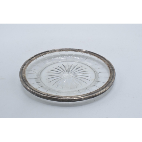 138 - French silver and glass dish, 14cm diameter.