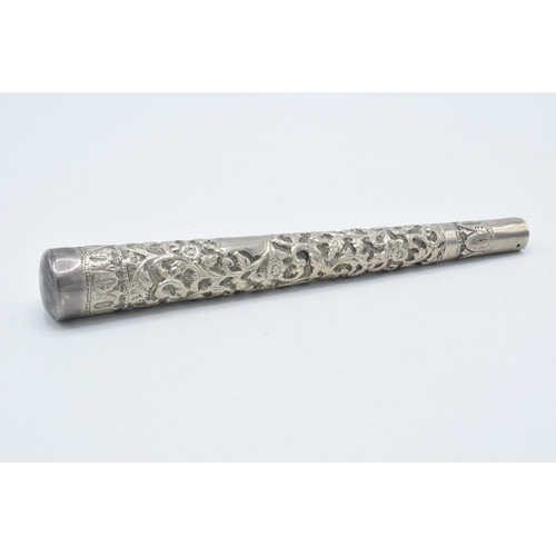 139 - Indian silver parasol handle, 18.5cm long.