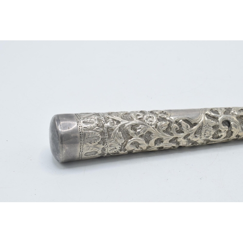 139 - Indian silver parasol handle, 18.5cm long.