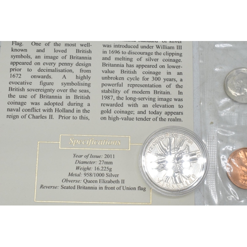 15 - 2011 fine silver 1/2 Brittannia coin, with COA, together with 1964 USA Philadelphia Mint coin set wi... 