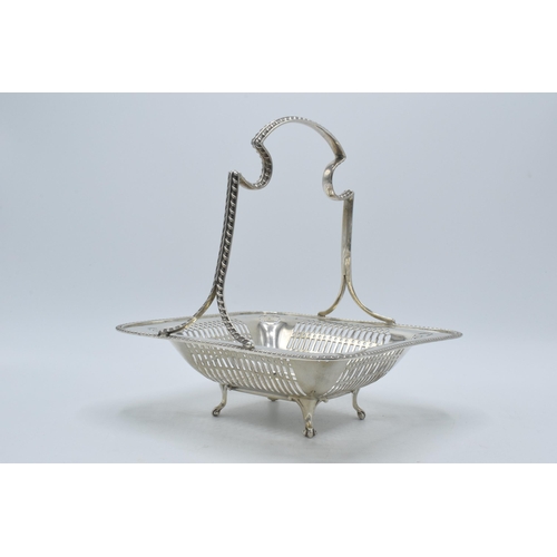 158 - Silver basket with ornate handle and pierced decoration, London 1925, Goldsmiths & Silversmiths, 442... 