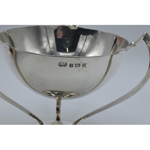 162 - Silver Art Nouveau fruit bowl with tri-leg base, Elkington & Co, Birmingham 1909, 344.3 grams, 14cm ... 