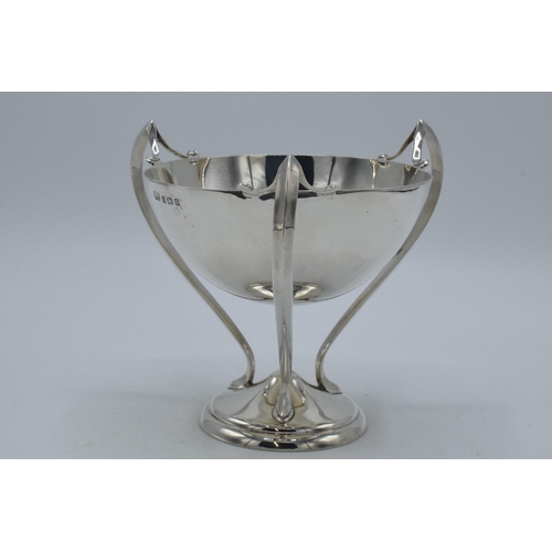 162 - Silver Art Nouveau fruit bowl with tri-leg base, Elkington & Co, Birmingham 1909, 344.3 grams, 14cm ... 