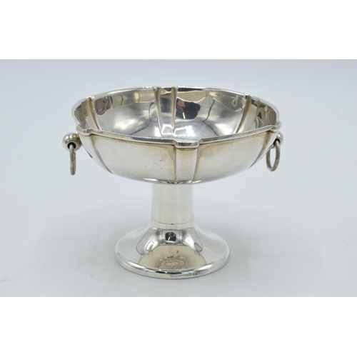 167 - Silver pedestal bowl with hoop handles, 90.4 grams,  10.5cm diameter, Birmingham 1906, W Hutton & So... 