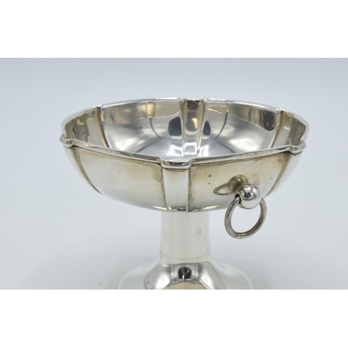 167 - Silver pedestal bowl with hoop handles, 90.4 grams,  10.5cm diameter, Birmingham 1906, W Hutton & So... 