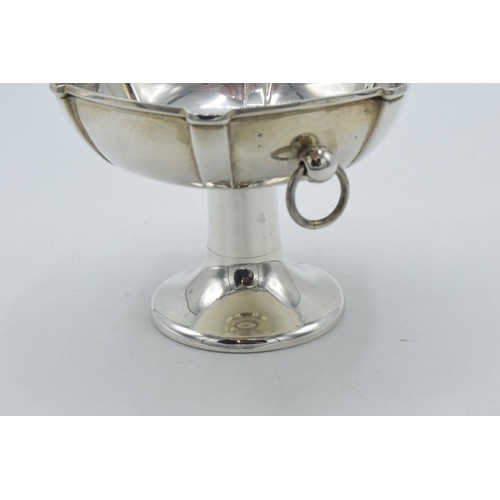 167 - Silver pedestal bowl with hoop handles, 90.4 grams,  10.5cm diameter, Birmingham 1906, W Hutton & So... 