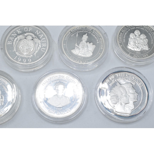 17 - A collection of sterling silver proof coins to include denominations such as Barbados 1 Dollar, Naur... 
