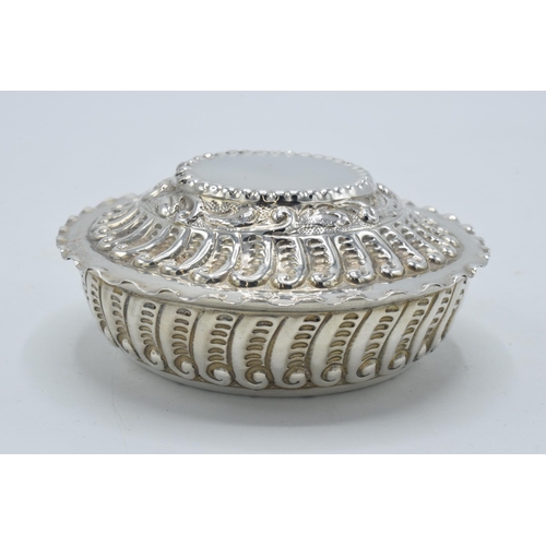 171 - Silver soap dish with shaped edge and repousse decoration, London 1889, JNM (Mappin & Webb), 80.7 gr... 