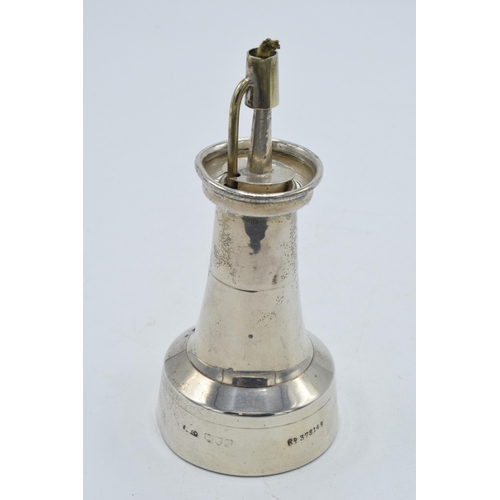 176 - Silver 'Go To Bed' / chamberstick, London 1906, Grey & Co, 12cm tall.