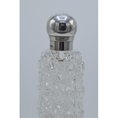 179 - Samson Mordan: silver large flat perfume bottle, London 1883, with screw top cap, 28cm long.