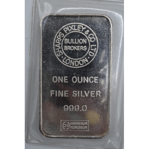 18 - Fine silver 999 one ounce bullion bar, 4.5cm long.