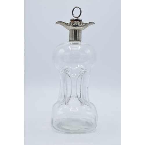 183 - Victorian silver topped 'glug glug' decanter, Birmingham 1897, Heath and Middleton, 27.5cm tall.