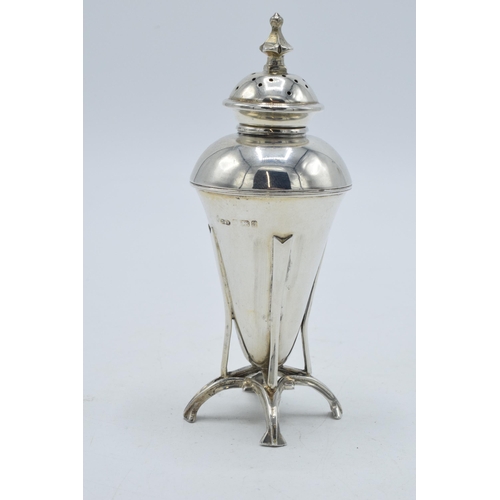 195 - Silver pepperette in a Modernist / Archibold Knox style, 60.7 grams, Birmingham 1903, Deakin & Franc... 