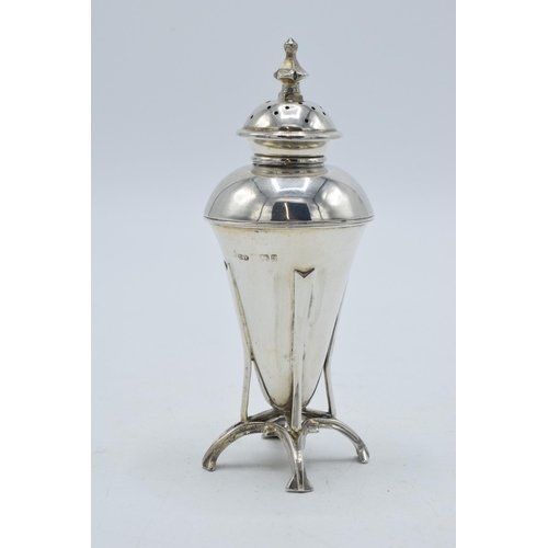 195 - Silver pepperette in a Modernist / Archibold Knox style, 60.7 grams, Birmingham 1903, Deakin & Franc... 