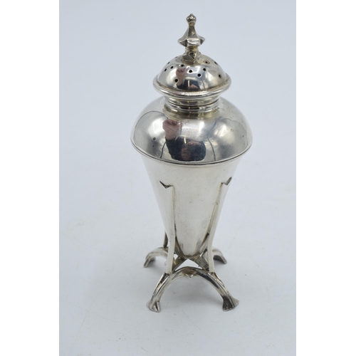 195 - Silver pepperette in a Modernist / Archibold Knox style, 60.7 grams, Birmingham 1903, Deakin & Franc... 