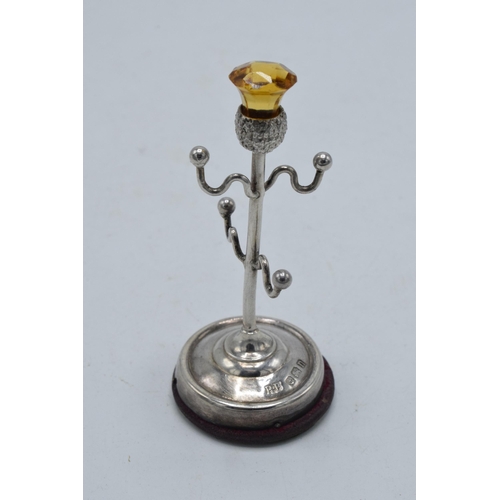 207 - Silver ring tree in the form of a thistle, Birmingham 1912, R Pringle, 8cm tall.