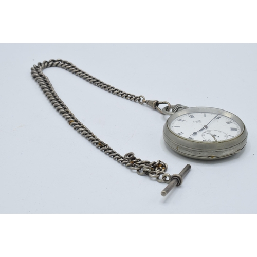 225 - Hallmarked silver Albert watch chain with T-bar, approx. 44 grams, together with a Limit No.2 pocket... 