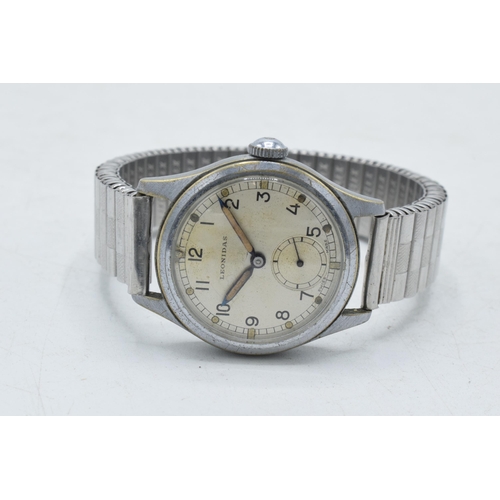 235 - Leonidas (pre Heuer) British Military wristwatch with subsidiary second dial luminous hands and rail... 