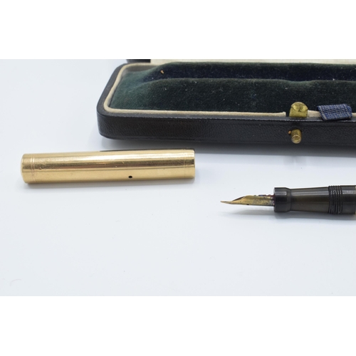 246 - 9ct gold cased Mabie Todd & Co Swan Fountain Pen, gross weight 20.4 grams, in box.