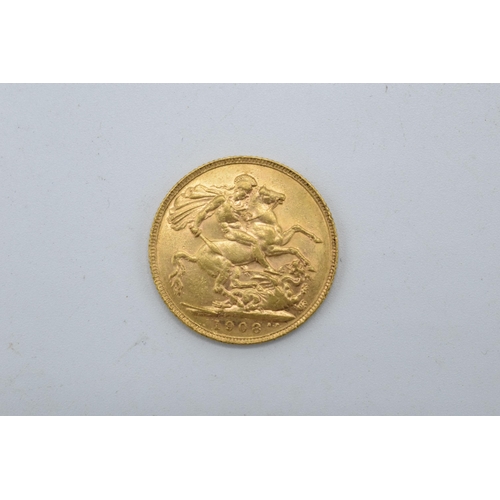 26 - 22ct gold full sovereign 1908.