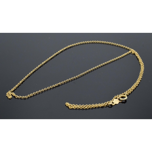 298 - 14ct gold fine link chain / necklace, 1.3 grams, 41cm long.