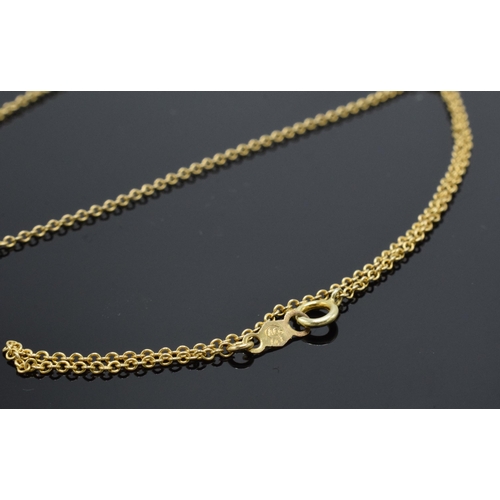 298 - 14ct gold fine link chain / necklace, 1.3 grams, 41cm long.