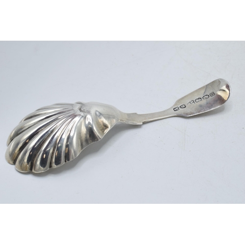 59 - Victorian hallmarked silver caddy spoon with shell bowl, Gowland Brothers, Newcastle 1862, 15.1 gram... 