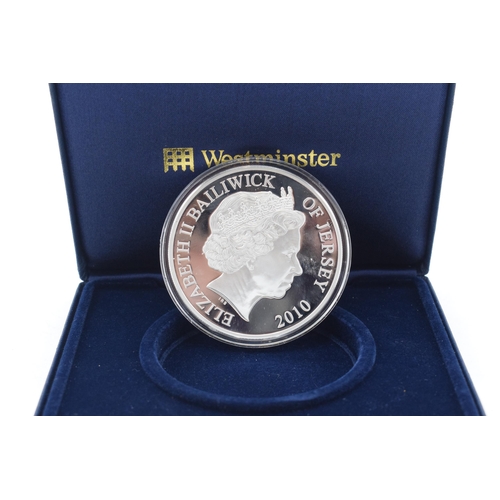 6 - Cased Westminster Silver proof 5 ounce £10 Pound coin, Bailiwick of Jersey 2010 St George & The Drag... 