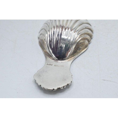 62 - Hallmarked silver caddy spoon with shell bowl, S J Rose & Son, Birmingham 1964, 20.4 grams, 8cm long... 