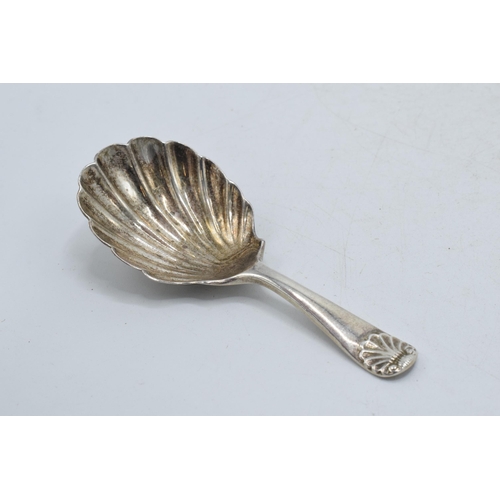 67 - George V hallmarked silver caddy spoon with shell bowl and shell motif to handle, Josiah Williams & ... 