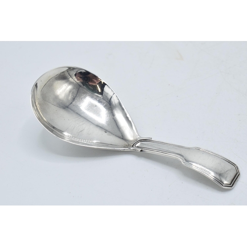 68 - Georgian hallmarked silver caddy spoon with teardrop shaped bowl and reeded rim, Joseph Willmore, Bi... 