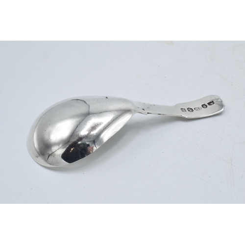 68 - Georgian hallmarked silver caddy spoon with teardrop shaped bowl and reeded rim, Joseph Willmore, Bi... 