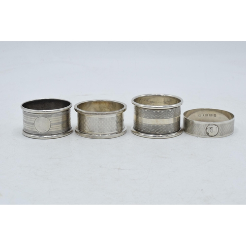 78 - A selection of silver napkin rings to include Rolason Brothers Birmingham 1924, Hazlewoods Birmingha... 