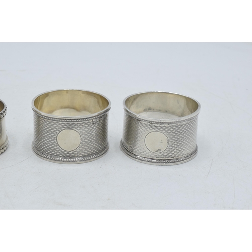 81 - 2 pairs of silver napkin rings to include James Deakin of Chester 1903 together with William Hutton ... 