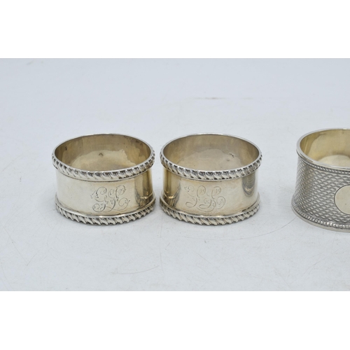 81 - 2 pairs of silver napkin rings to include James Deakin of Chester 1903 together with William Hutton ... 