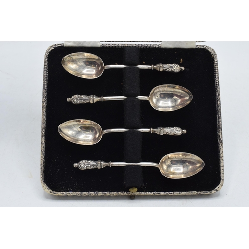 89 - A set of 4 hallmarked silver Apostle spoons, 34.4 grams, Birmingham 1895.