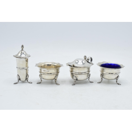 93 - Silver 4-piece condiment set, 129.9 grams of silver, Birmingham 1908.