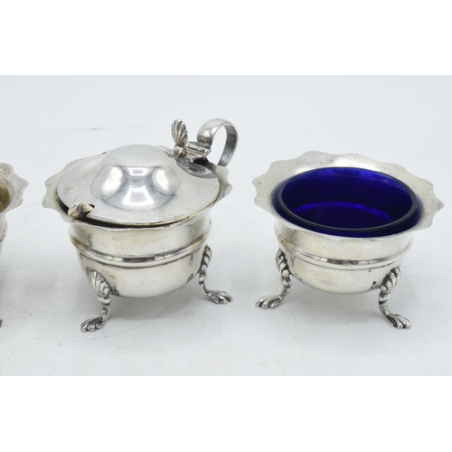 93 - Silver 4-piece condiment set, 129.9 grams of silver, Birmingham 1908.