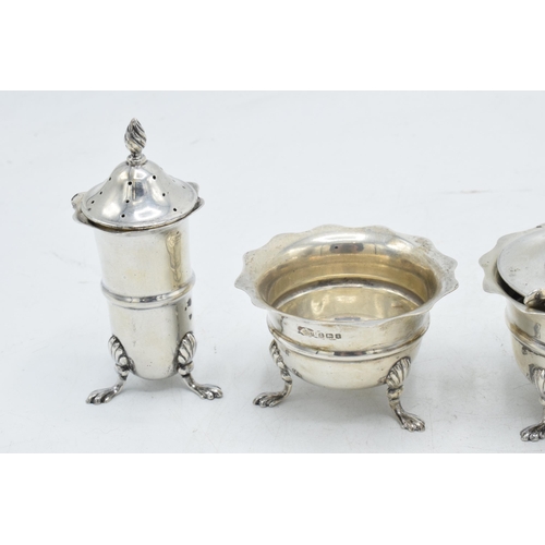 93 - Silver 4-piece condiment set, 129.9 grams of silver, Birmingham 1908.