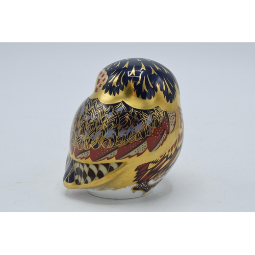 32A - Royal Crown Derby paperweight in the form of a Little Owl, with gold stopper.