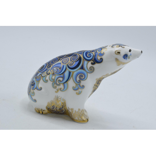 38 - Royal Crown Derby paperweight in the form of a Polar Bear, with gold stopper.