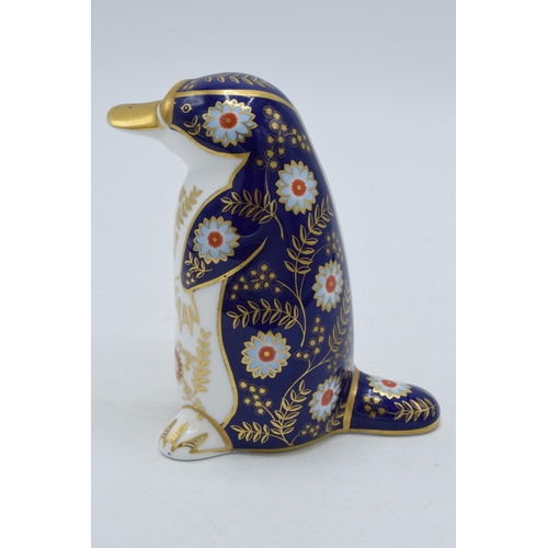 40 - Royal Crown Derby paperweight in the form of a Platypus, with silver stopper.