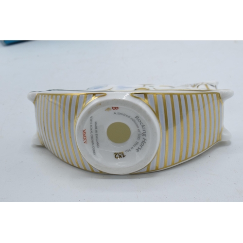 45A - Boxed Royal Crown Derby miniature paperweight, Royal Baby Rocking Horse, 10cm high, this is number 1... 