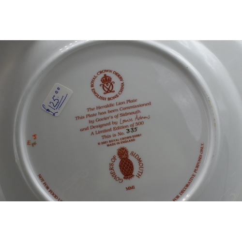 46 - Royal Crown Derby, the Heraldic Lion Plate, commissioned by Goviers of Sidmouth, designed by Louise ... 