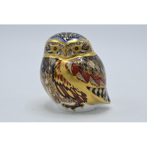 32A - Royal Crown Derby paperweight in the form of a Little Owl, with gold stopper.