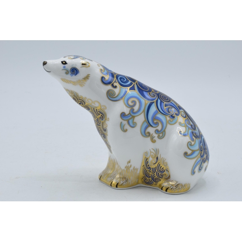 38 - Royal Crown Derby paperweight in the form of a Polar Bear, with gold stopper.