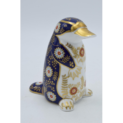 40 - Royal Crown Derby paperweight in the form of a Platypus, with silver stopper.