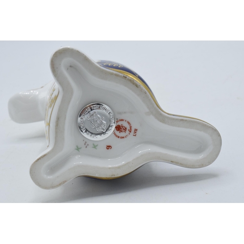 40 - Royal Crown Derby paperweight in the form of a Platypus, with silver stopper.