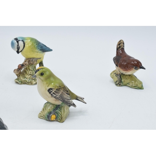 56 - A collection of Beswick birds to include a Bluetit, a Goldcrest, a Greenfinch, a Wren, a Nuthatch (c... 